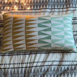 Gold and mint triangle pillow